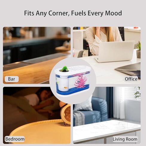 2.2Gal Aquarium Starter Kits, Small Beta Fish Tank Kit with Quiet Filter & Color Light, Nano Desktop Tank for Betta Shrimp Guppy Goldfish, Complete Starter Kit (12.6 * 7 * 5.6 Inch) in Saudi Arabia