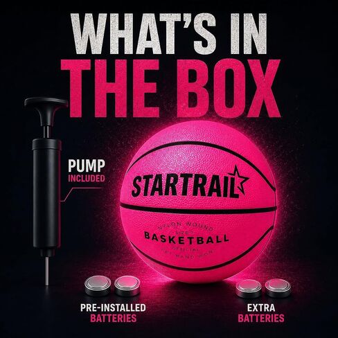 Light-Up Basketball | Glow in the Dark Sports Gift for Girls 8+ | LED Ball Size 7, Official Size & Weight | Glowing Lighted Basket Ball | Coolest Things for Boys & Girls | Toys for 10-Year-Old Kids in Kuwait