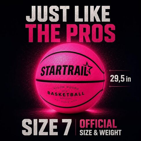 Light-Up Basketball | Glow in the Dark Sports Gift for Girls 8+ | LED Ball Size 7, Official Size & Weight | Glowing Lighted Basket Ball | Coolest Things for Boys & Girls | Toys for 10-Year-Old Kids in Kuwait