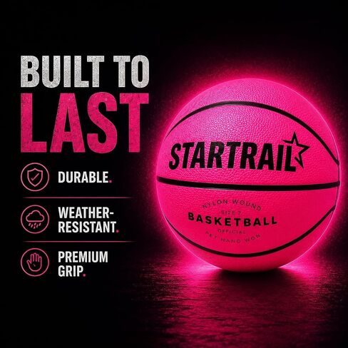 Light-Up Basketball | Glow in the Dark Sports Gift for Girls 8+ | LED Ball Size 7, Official Size & Weight | Glowing Lighted Basket Ball | Coolest Things for Boys & Girls | Toys for 10-Year-Old Kids in Kuwait