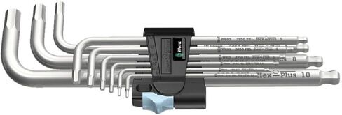 Wera - 5022720001 مجموعة مفاتيح L مريحة من الفولاذ المقاوم للصدأ 3950 PKL/9 ذات نقطة كروية، 9 قطع in Kuwait