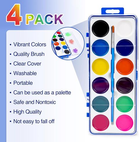 FUMILE 4 Pack Watercolor Paint Set, Washable Non-Toxic Water Colors for Kid in Saudi Arabia