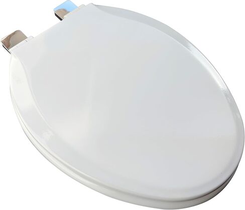 مقعد المرحاض الخشبي المصبوب الفاخر 1Q1R5-81 من Bath Décor مع مفصلات Vari-Adjust Release 'N' Clean Lok-Down وأدوات تثبيت Quik-Lok، مستديرة، رمادي ثلجي in Kuwait