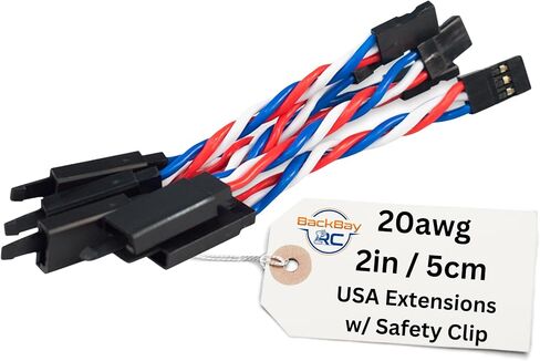 BackBayRC x USA - 6in 20awg Male/Female w/Clip Red/White/Blue Servo Extension - 5 Pack in Saudi Arabia
