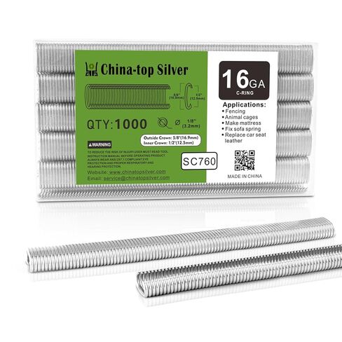 China-top Silver SC760 16 Gauge 5/8'' Crown C Ring Staples C-Rings Hog Rings in Kuwait