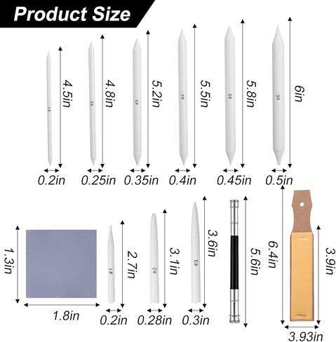 39 Pcs Blending Stumps for Drawing Blending Stump Set Sketch Drawing Tools Accessories with Sandpaper Pencil Sharpener Extension Tool Erasers, Sponge Replacement Heads & Bag for Charcoal Sketch in Saudi Arabia