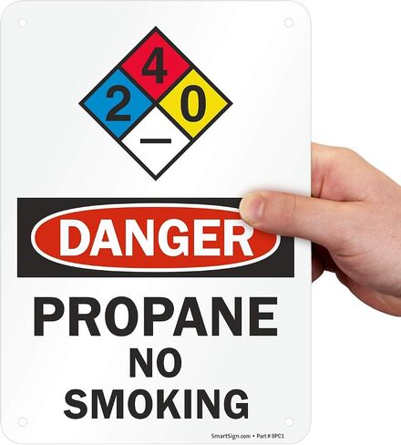 سمارت ساين لافتة "Danger - Propane, No Smoking" NFPA | 7 انش × 10 انش الومنيوم in Kuwait