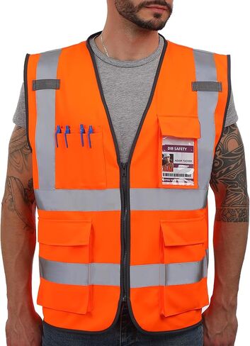 Reflective Vest High Visibility with Pockets and Zipper, Pink XS in Kuwait