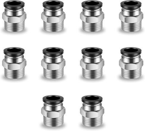 10 Pcs Push-to-Connect Fittings 3/8 Inch Tube OD x 1/8 Inch NPT Thread Pneumatic Male Straight Quick Connect Air line fittings in Kuwait