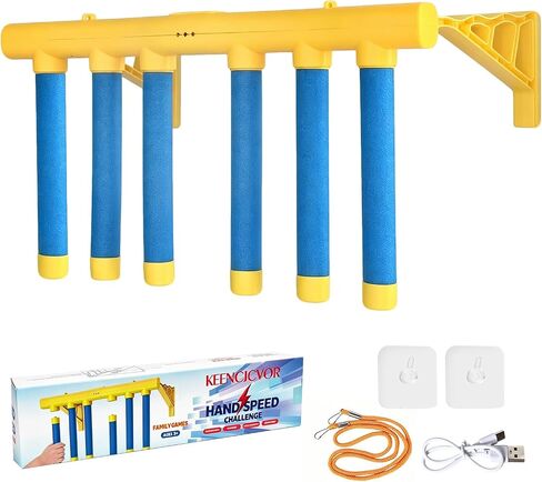 Reflex Drop Sticks Game,2026 New 3-Speed Adjustable Catching Toy with Wall Mount & Rope Hanging,USB Rechargeable Hand-Eye Reaction Training Toy for Kids Adults Seniors,Party Agility Game in Saudi Arabia