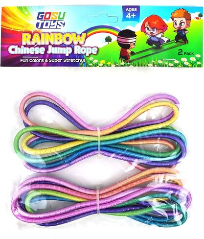 Rainbow Chinese Jump Ropes Bundle Pack for Kids 2 Pack Jump Ropes Outdoor Indoor Play with 2 GosuToys Stickers in Kuwait