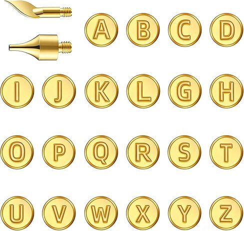 Wood Burning Tips Letters Set, Alphabet Template Branding tip for Embossing and Carving Crafts Carving Iron Paste Tool Adult Embossing Beginner DIY 28Pcs in Kuwait