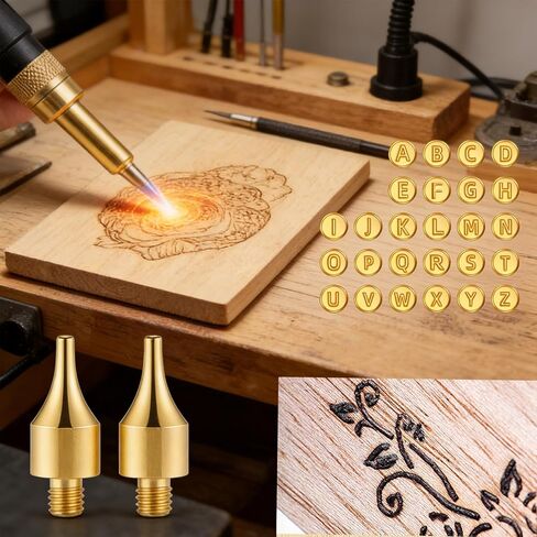 Wood Burning Tips Letters Set, Alphabet Template Branding tip for Embossing and Carving Crafts Carving Iron Paste Tool Adult Embossing Beginner DIY 28Pcs in Kuwait