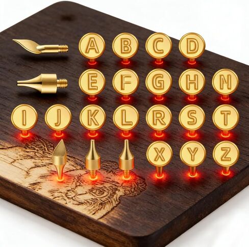 Wood Burning Tips Letters Set, Alphabet Template Branding tip for Embossing and Carving Crafts Carving Iron Paste Tool Adult Embossing Beginner DIY 28Pcs in Kuwait