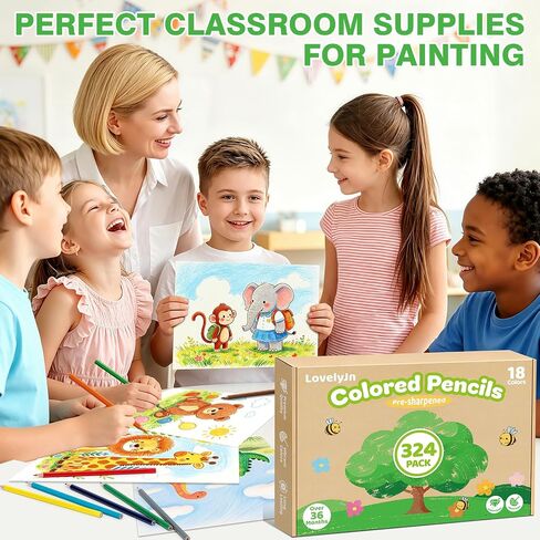 324 Count Colored Pencils Bulk, 18 Assorted Colors, Coloring Pencils Set in Kuwait