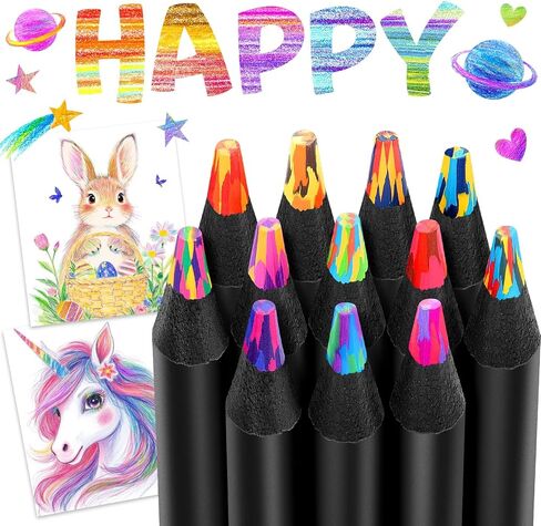 Art Supplies, 12 Rainbow Colored Pencils, Teen Girl Gifts Trendy Stuff, Arts and Crafts for Kid Ages 8-12, Gifts for 5-12 Year Old Girl in Saudi Arabia