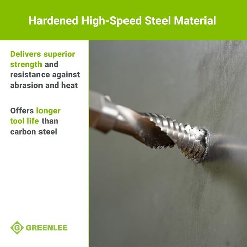 Greenlee DTAP1/4-20 مثقاب مختلط/صنبور مثقاب غاطس لما يصل إلى 10 قياسات معدنية، مثقاب مركب، صنبور، وريشة إزالة الأزيز مع سداسي التغيير السريع، 1/4-20 NC in Kuwait