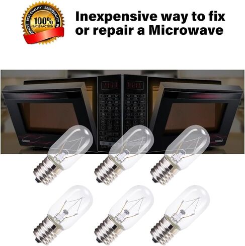 8206232A Microwave Light Bulb, T8 Microwave Exterior Light Bulb 25Watt Appliance Light Bulb Replacement Oven Part for 8206232A 1890433 8206232 AP4512653, 6Pack in Saudi Arabia