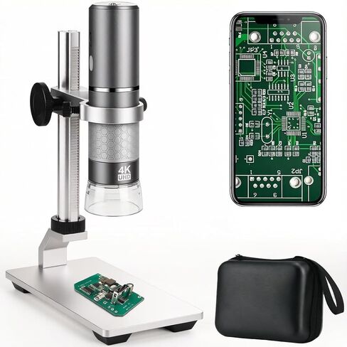 Jiusion Aluminium Alloy Universal Adjustable Professional Base Stand Holder Desktop Support Bracket with Portable Carrying Case for USB Digital Microscope Endoscope Magnifier Camera in Kuwait