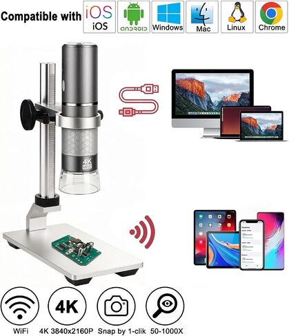 Jiusion Aluminium Alloy Universal Adjustable Professional Base Stand Holder Desktop Support Bracket with Portable Carrying Case for USB Digital Microscope Endoscope Magnifier Camera in Kuwait