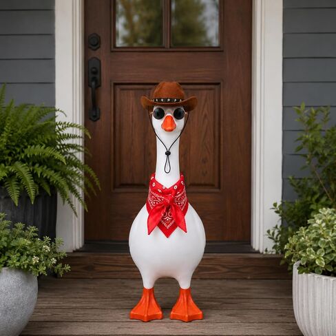 3Pcs Western Cowboy Porch Goose Outfit Cowboy Hat Bandana and Glasses Porch Goose Accessories Gooses Costume for 17 or 23 Inches Lawn Porchs Gooses Outdoor Yard Garden Patio Decoration (Brown, Red) in Saudi Arabia
