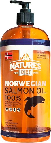 Nature's Diet Pet 32 oz Norwegian Salmon Oil Dogs & Cats - Natural Support for Joint Function Immune Heart Health Appetite Skin & Coat Omega 3 6 9 Liquid Food Topper EPA DHA Fatty Acids in Kuwait