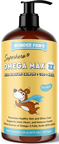 Wonder Paws Fish Oil for Dogs - Omega 3 for Dogs from Alaskan Salmon, Cod & Krill Oil - EPA DHA Fatty Acids - Less Shedding & Itching - Skin, Joint, Immune & Heart Health - Liquid Supplement (16 oz) in Kuwait