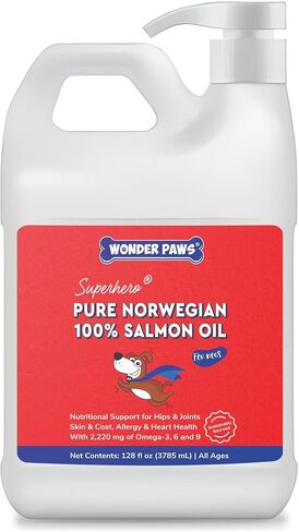 Premium Salmon Oil for Dogs– Pure Norwegian Salmon Oil High in Omega 3 EPA & DHA -Powerful Fish Oil for Dogs Skin & Coat, Hip & Joints, Allergies & Itchy Skin – Omega 3 Fish Oil for Dogs-128oz Liquid in Kuwait