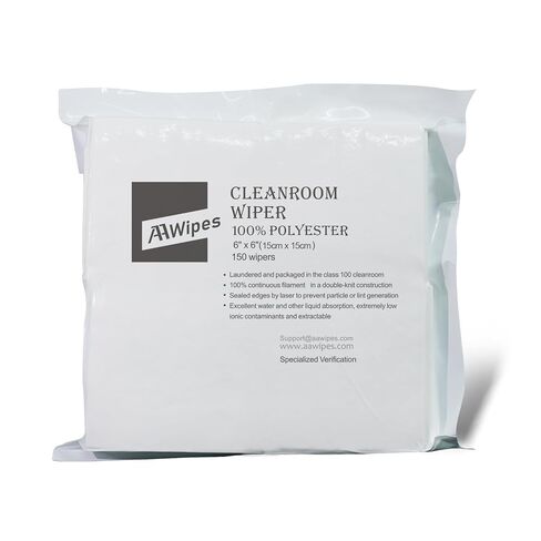 AAWipes Cleanroom Cloth Wipes 6"x6" (Bag of 150 Pcs) Double Knit 100% Polyester Wipers Lint Free Cloths with Ultra-fine Filaments, Laser Sealed Edge, Class 100 Cloths, Ultra-soft Wipes in Kuwait