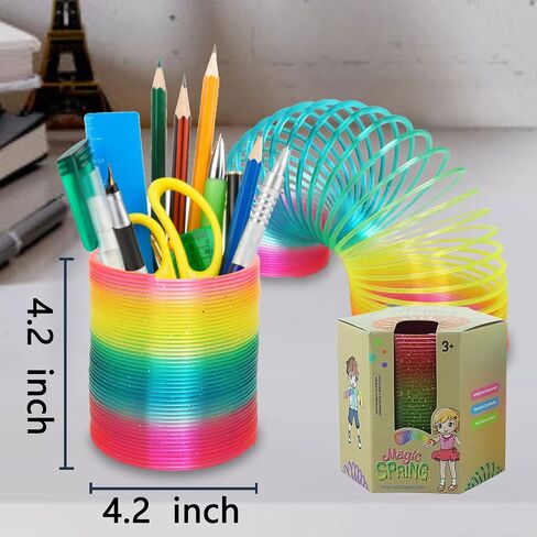4.2 Inch Giant Sequin Color Rainbow Coil Spring Toy,Classic Magic Spring Decompression Toys,Stair Toys for Children in Kuwait