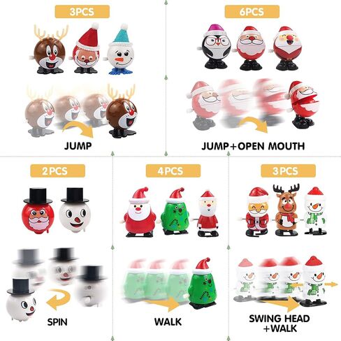 ZGWJ 18 Pcs Christmas Wind Up Toys, Educational Walking Clockwork Jump Funny Toys Party Gifts Party Favors Stocking Stuffers for Children Kids Boys Girls Toddlers in Kuwait