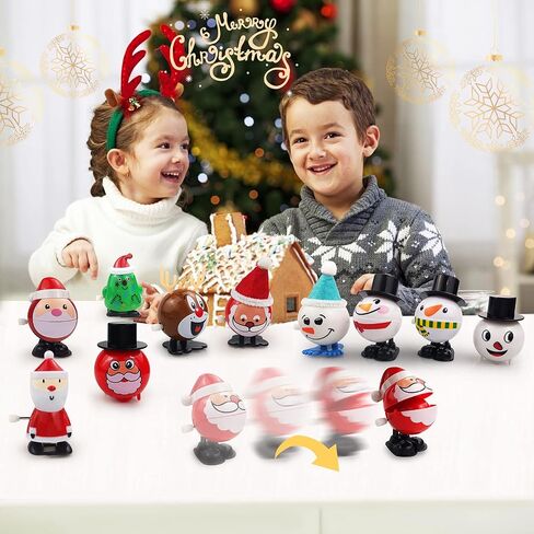 ZGWJ 18 Pcs Christmas Wind Up Toys, Educational Walking Clockwork Jump Funny Toys Party Gifts Party Favors Stocking Stuffers for Children Kids Boys Girls Toddlers in Kuwait