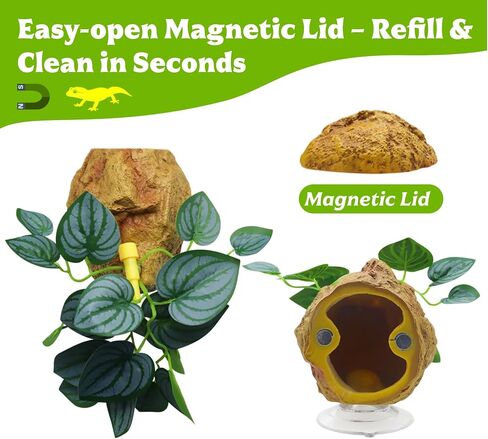 Reptile Water Dish with Adjustable Drip, Wall-Mounted Slow Dripper for Terrarium, Leak-Proof Water Bowl for Bearded Dragon, Gecko, Lizard, Snake, and Small Reptiles Habitat in Kuwait
