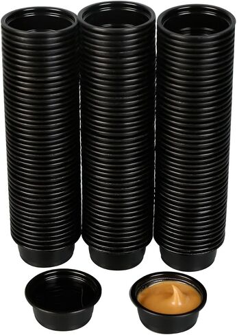 Plastic Gecko Feeding Cups, 0.5 oz Small Terrarium Bowls Reptiles Food Water Feeder Ledge Cups for Lizars,Bearded Dragon,Snake,Frogs (100Pack Black) in Saudi Arabia