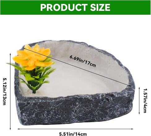 Reptile Corner Food Bowl Water Dish,Snake Feed Dish with Artificial Plant Reptile Water Bowl Terrariums for Bearded Dragon Tortoise Chameleon Hermit Crabs Turtle Leopard Gecko Frog in Kuwait