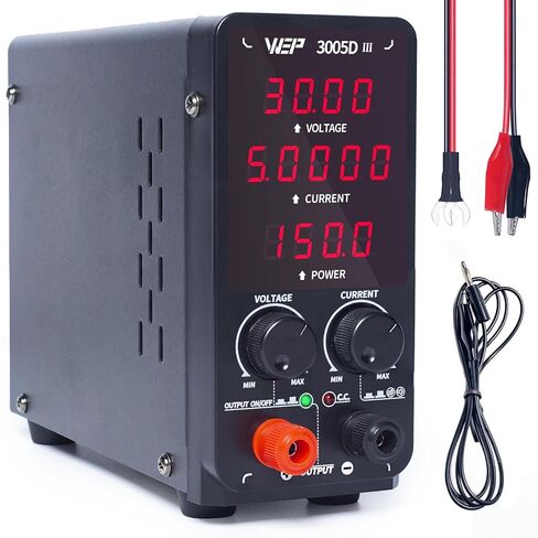 WEP 605D-III تيار مستمر مصدر طاقة متغير 60.00 فولت 5.000 أمبير مصدر طاقة عالي الدقة لمختبر البدلاء مع مشابك التمساح لمجموعة أنودة، طلاء كهربائي، اردوينو، لوحة التجارب in Kuwait