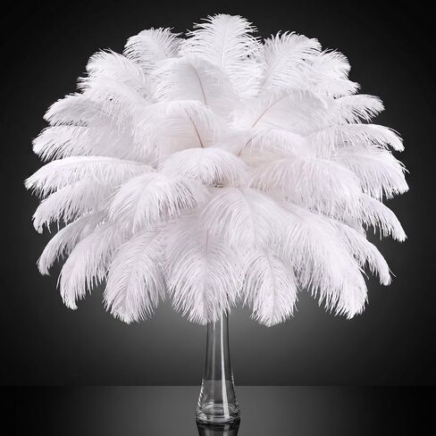 Retrowavy 30 Pcs 14"-16" Large Natural Ostrich Feathers Bulk, White in Kuwait