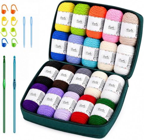 ilauke 20 Acrylic Yarn for Crocheting Knitting for Crafts 1180Yds in Kuwait