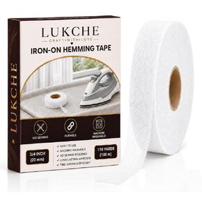 Iron-On Hemming Tape, 3/4 Inch x 110 Yards, Double-Sided Fusible Web for Pants, Jeans, Curtains and Fabric Crafts, No-Sew Washable Hem Adhesive, White in Kuwait