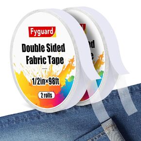 2 Rolls Double Sided Fabric Tape, 1/2IN+1/4IN Hem Tape for Pants in Kuwait
