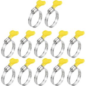 uxcell Worm Gear Hose Clamp, 12pcs 1/2" - 3/4" Key Type Adjustable Stainless Steel Hose Clamps with Plastic Handle for Securing Hose in Kuwait