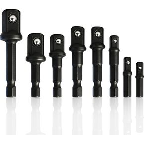 HORUSDY 8-Piece Power Drill Sockets Adapter Sets, Hex Shank Impact Driver Socket Adapter, Socket to Drill 1/4" 3/8" 1/2" Adapter in Kuwait