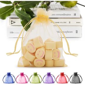 ANZNKU 50 Pcs White Organza Bags 3×4'', Small Mesh Gift Bag with Drawstring in Kuwait