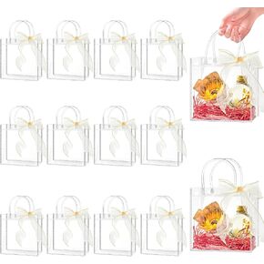 Ohuimrt 50 Pack 4.92" x 2.75" x 5.9" Clear Plastic Gift Bags with Handles in Kuwait