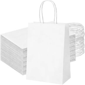 OUTUXED 150pcs Brown Paper Bags with Handles, 5.25x3.2x8in Small Gift Bags in Kuwait