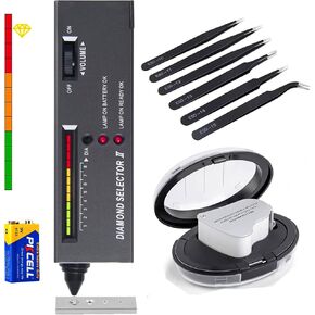 Diamond Tester Pen＋60X LED Magnifying Glasses Jeweler Tool Kit Combo，for Novice and Expert - Diamond Selector 9V Battery Included in Kuwait