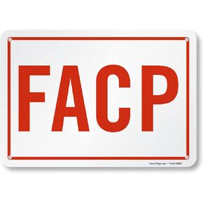 لافتة أمان من SmartSign ، Legend"FACP"، أحمر على أبيض, S-9296-AL-10 in Kuwait