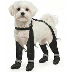 Dog Boots with Adjustable Suspenders, Waterproof Anti-Slip Paw Protection for Small Middle Large Dogs Shoes Leggings Winter Snow Rain Hiking,Black, 4 Pack (S) in Saudi Arabia