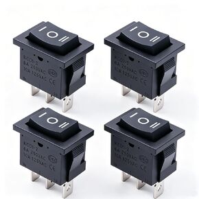 TWTADE / 4 قطع مفتاح الروك اللحظي المربع (ON)-Off-(ON) SPDT 3 Pin 3 Position 6A 250VAC/10A 125VAC Mini Car Auto Boat Rocker Toggle Switch KCD1-2-123 in Kuwait
