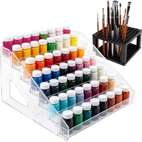 Acrylic Paint Organizer, 7 Layers Craft Paint Storage With Miniature Brush Holder, Paint Storage Rack for Acrylic Paints, Oil Paints, Nail Polish and Makeup Supplies in Kuwait